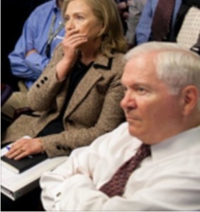 Then-Defense Secretary Robert Gates in Situation Room on May 1, 2011, monitoring the raid that killed Osama bin Laden. (From White House photo by Pete Souza)