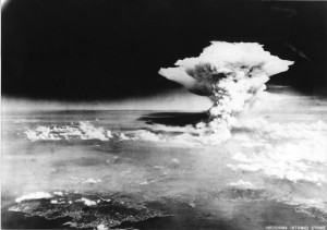 The mushroom cloud from the atomic bomb dropped on Hiroshima, Japan, on Aug. 6, 1945.