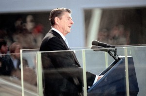 President Ronald Reagan, delivering his Inaugural Address on Jan. 20, 1981.