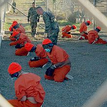 Detainees at Guantanamo Bay in 2002