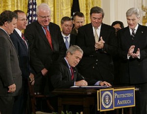 President George W. Bush signing Military Commissions Act of 2006.