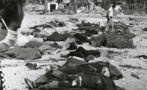 Bodies of Palestinian refugees at the Sabra camp in Lebanon, 1982. (Photo credit: U.N. Relief and Works Agency for Palestine Refugees) 