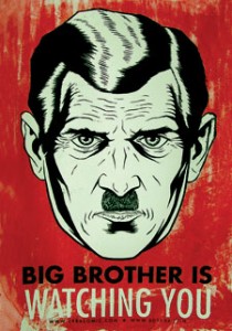 Big Brother poster illustrating George Orwell's novel about modern propaganda, 1984.