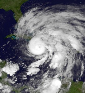Hurricane Sandy as it approached the U.S. coastline. (Credit: NOAA Environmental Visualization Lab)