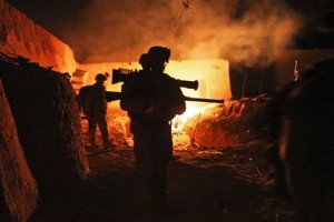 U.S. Marines leaving a compound at night in Afghanistan's Helmand province. (Defense Department photo)