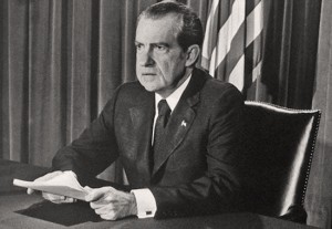 President Richard Nixon, speaking to the nation on Aug. 8, 1974, announcing his decision to resign. 