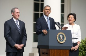 President Barack Obama announced the nominations of Penny Pritzker as Secretary of Commerce, and Mike Froman as U.S. Trade Representative, in the Rose Garden of the White House on May 2, 2013. (Official White House Photo by Chuck Kennedy)