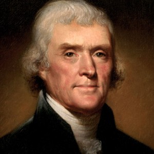 President Thomas Jefferson, who imposed an embargo against both England and France in 1807 with disastrous results for the U.S. economy. (From a portrait by Rembrandt Peale)