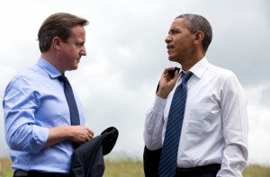 President Barack Obama and British Prime Minister David Cameron talk at the G8 Summit in Lough Erne, Northern Ireland, June 17, 2013. (Official White House Photo by Pete Souza)