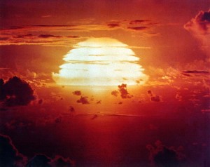 A U.S. government photograph of Operation Redwing's Apache nuclear explosion on July 9, 1956. 