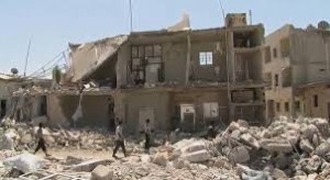 A scene of destruction after an aerial bombing in Azaz, Syria, Aug. 16, 2012.