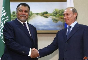 Prince Bandar bin Sultan, Saudi Arabia's intelligence chief, meeting with Russian President Vladimir Putin. 