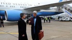 Secretary of State John Kerry arriving in Paris on Jan. 12, 2014, for diplomatic meetings on the Middle East. (State Department photo)