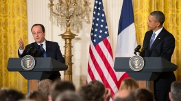 President Barack Obama holds a press conference with French President Francois Hollande at the White House on Feb. 11, 2014. (White House photo)