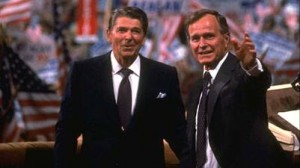 Ronald Reagan and his 1980 vice-presidential running mate George H.W. Bush.