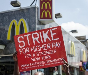 A protest for higher pay in the fast-food industry. (Photo by Annette Bernhardt) 