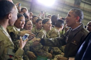 President Barack Obama shakes hands with U.S. troops at Bagram Airfield in Bagram, Afghanistan, Sunday, May 25, 2014. (Official White House Photo by Pete Souza)
