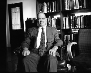 Former National Security Agency official William Binney sitting in the offices of Democracy Now! in New York City. (Photo credit: Jacob Appelbaum)