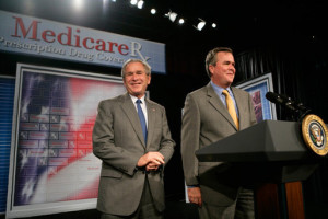 President George W. Bush is introduced by his brother Florida Gov. Jeb Bush before delivering remarks at Sun City Center, Florida, on May 9, 2006. (White House photo by Eric Draper) 