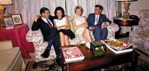 Ben Bradlee (left) and his then-wife Tony Bradlee (second from right) with President John and Jackie Kennedy after a White House function. (Photo credit: JFK Library)