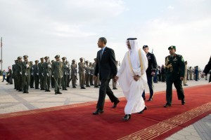 President Barack Obama walks past a military honor guard formation during an arrival ceremony at King Khalid International airport in Riyadh, Saudi Arabia, March 28, 2014 (Official White House Photo by Lawrence Jackson)