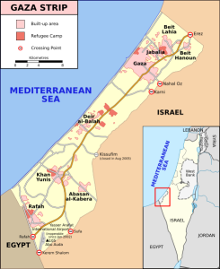 The Gaza Strip is a tightly cordoned-off area of only 139 square miles where some 1.8 million Palestinians are essentially trapped. (Photo from Wikipedia)
