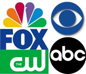 Logos of five of the major broadcast networks in the U.S. 