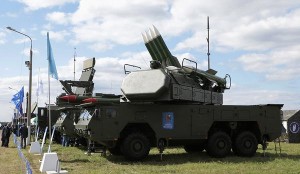 A photograph of a Russian BUK missile system that U.S. Ambassador to Ukraine Geoffrey Pyatt published on Twitter in support of a claim about Russia placing BUK missiles in eastern Ukraine, except that the image appears to be an AP photo taken at an air show near Moscow two years ago.