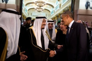 Saudi King Salman bids farewell to President Barack Obama at Erga Palace after a state visit to Saudi Arabia on Jan. 27, 2015. (Official White House Photo by Pete Souza)