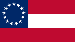 The battle flag of the Confederacy, often called the “Stars and Bars.”