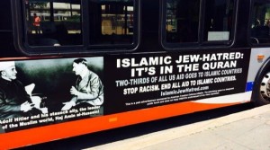 The Islam-hating poster displayed on buses in Philadelphia. (Photo via Forward)