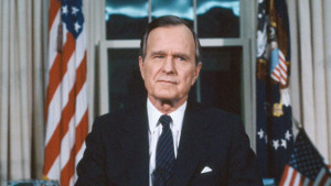 President George H. W. Bush addresses the nation on Jan. 16,1991, to discuss the launch of Operation Desert Storm.