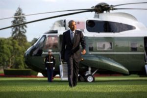 President Barack Obama walks from Marine One on arrival on the White House’s South Lawn, July 5, 2016, a few days before leaving to attend the NATO Summit in Warsaw, Poland. Official White House photo by Lawrence Jackson