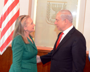 U.S. Secretary of State Hillary Clinton meets with Israeli Prime Minister Benjamin Netanyahu in Jerusalem, Nov. 21, 2012. [State Department photo]