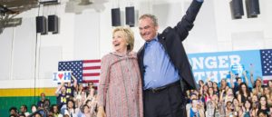 Democratic presidential candidate Hillary Clinton and her vice presidential choice, Sen. Tim Kaine. (Photo credit: HillaryClinton.com)  