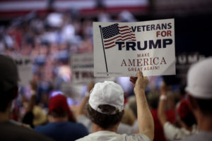 A sign supporting Donald Trump at a rally at Veterans Memorial Coliseum at the Arizona State Fairgrounds in Phoenix, Arizona. June 18, 2016 (Photo by Gage Skidmore)