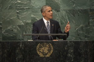  Barack Obama, President of the United States of America, addresses the general debate of the General Assembly’s seventy-first session. 20 September 2016 (UN Photo)