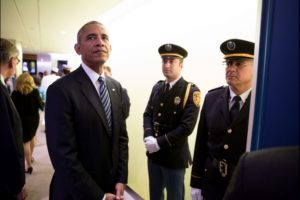 President Barack Obama waits backstage before making his last address at the United Nations General Assembly in New York, Sept. 20, 2016. (Official White House Photo by Pete Souza)