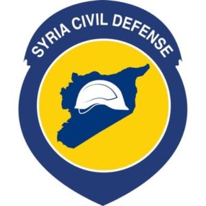 The "White Helmets" symbol, expropriating the name of "Syria Civil Defense."