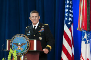 Army Lieutenant General Michael Flynn speaks at the Defense Intelligence Agency change of directorship at Joint Base Anacostia-Bolling, July 24, 2012. (DoD photo by Erin A. Kirk-Cuomo)