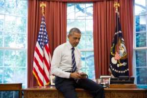 President Barack Obama in the Oval Office.