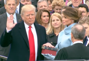 President Donald Trump being sworn in on Jan. 20, 2017. (Screen shot from Whitehouse.gov)