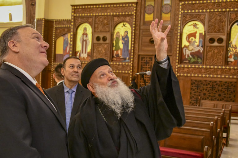 Pompeo visits Cathedral of the Nativity , Jan. 10, 2019. (State Department)
