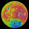 Colored topo image of the far side of the moon from a 2010 image provided by NASA's Lunar Reconnaissance Orbiter