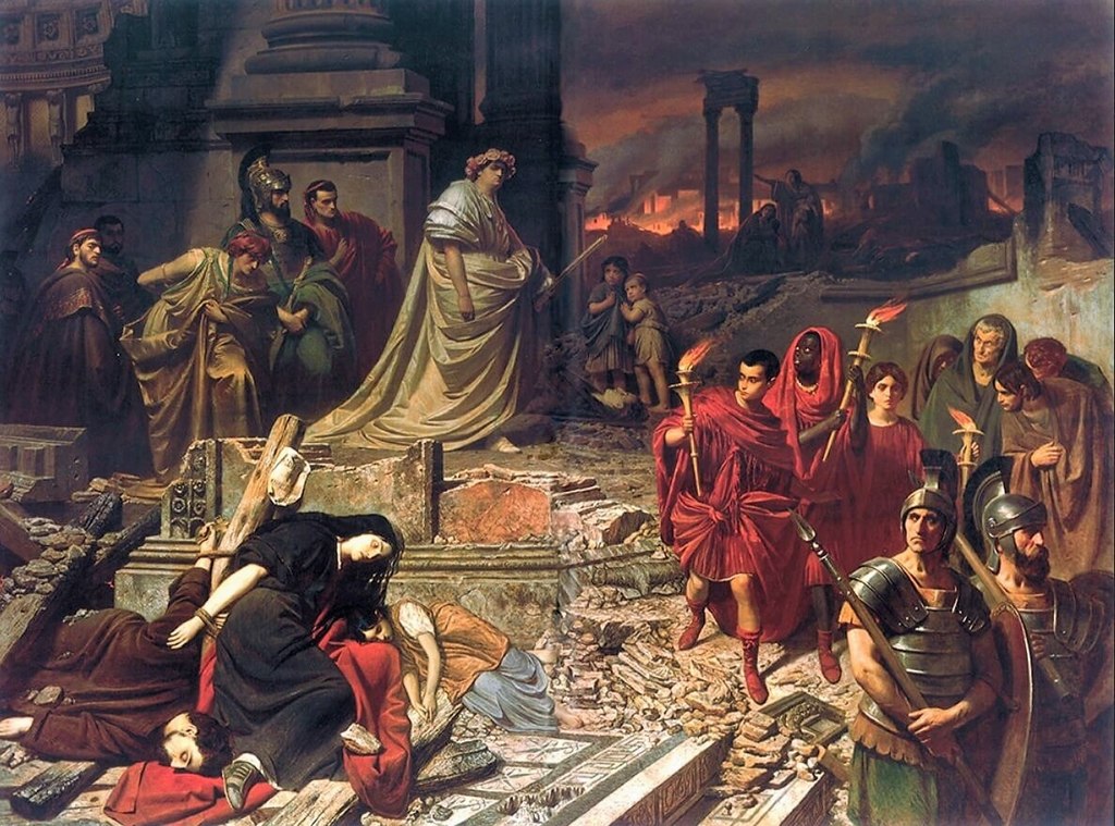 “Nero Views the Burning of Rome,” painting by Carl Theodor von Piloty. (Wikimedia)