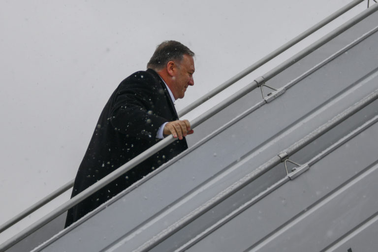 Pompeo leaving Warsaw, Feb. 13, 2019. (State Department photo by Ron Przysucha)
