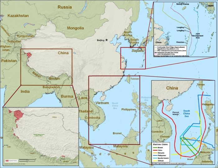 Dec. 31, 2010, Department of Defense approximate map of PRC and other regional claims. 