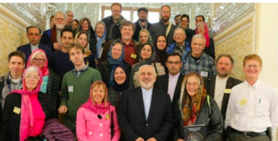 Iranian Foreign Minister Javad Zarif with CODEPINK delegation. (Ann Wright)