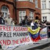 Assange supporters outside embassy, June 16, 2013, London. (Wikimedia Commons)