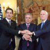 Pence, Guaido and President Iván Duque Márquez of Colombia, Feb. 25, 2019 (White House/ D. Myles Cullen)